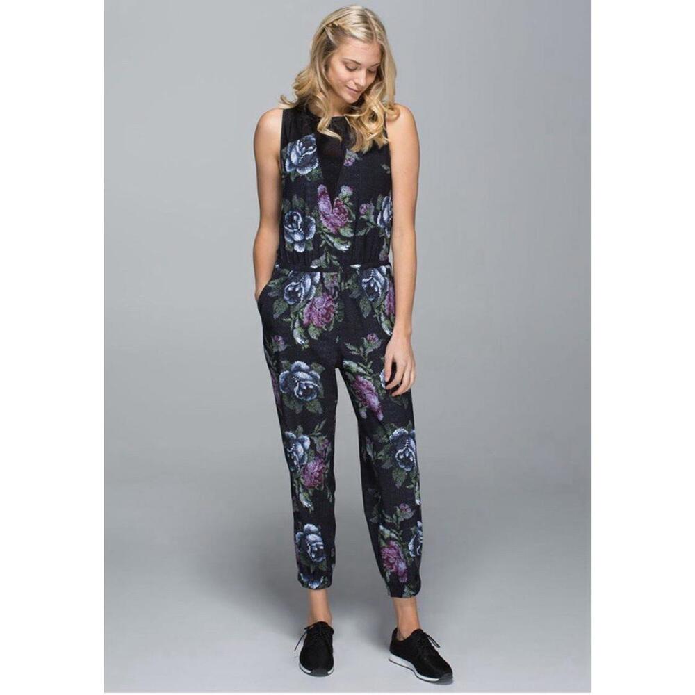 SOLD 🤍 Lululemon Party Bodysuit Romper Floral Garden Party Smooth Silver Multi